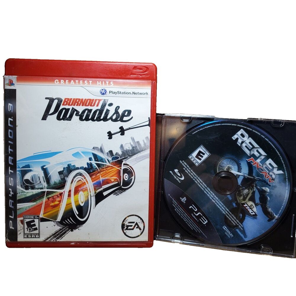 Burnout Paradise + Reflex Mx vs ATV Game Bundle Lot PS3 Tested